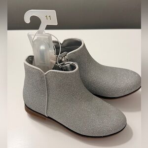 Cat & Jack Silver Glitter Boots Kids Size 11 Side Zip